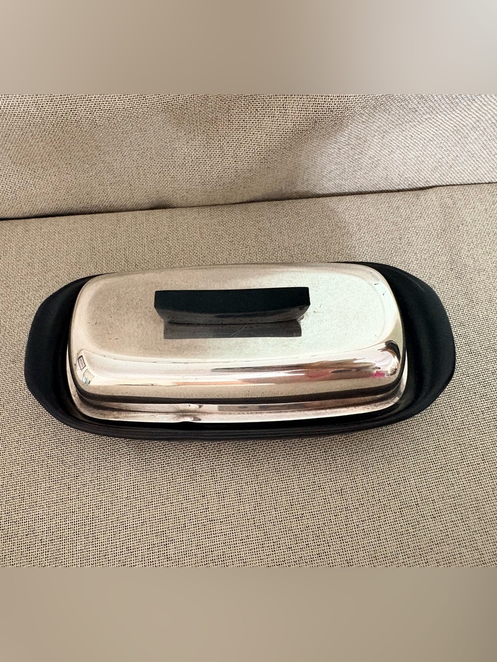 Towle Sterling Silver Modernist Butter Dish Matte Black Ceramic Base Earl Pardon - Picture 8 of 15